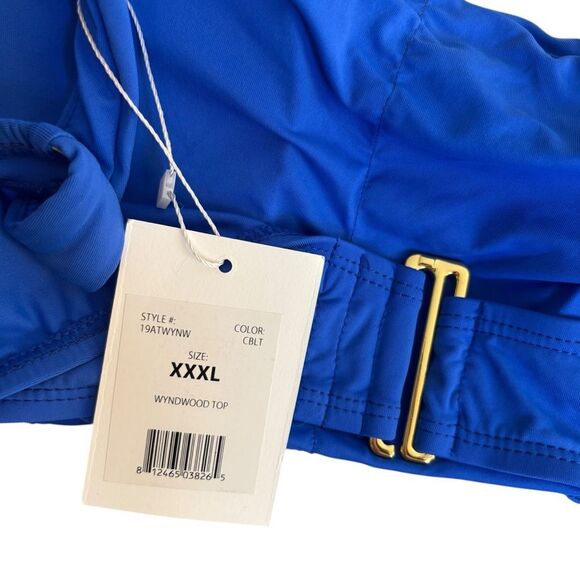 Andie Swim The Wyndwood Bikini Top Cobalt Blue One Shoulder Size 3XL NEW - Picture 5 of 8